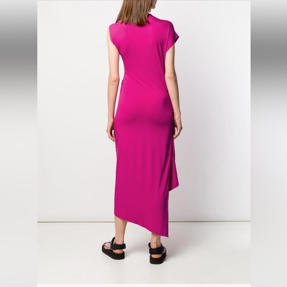 Paco Rabanne Pink Draped Asymmetric Midi Dress - Picture 4 of 10